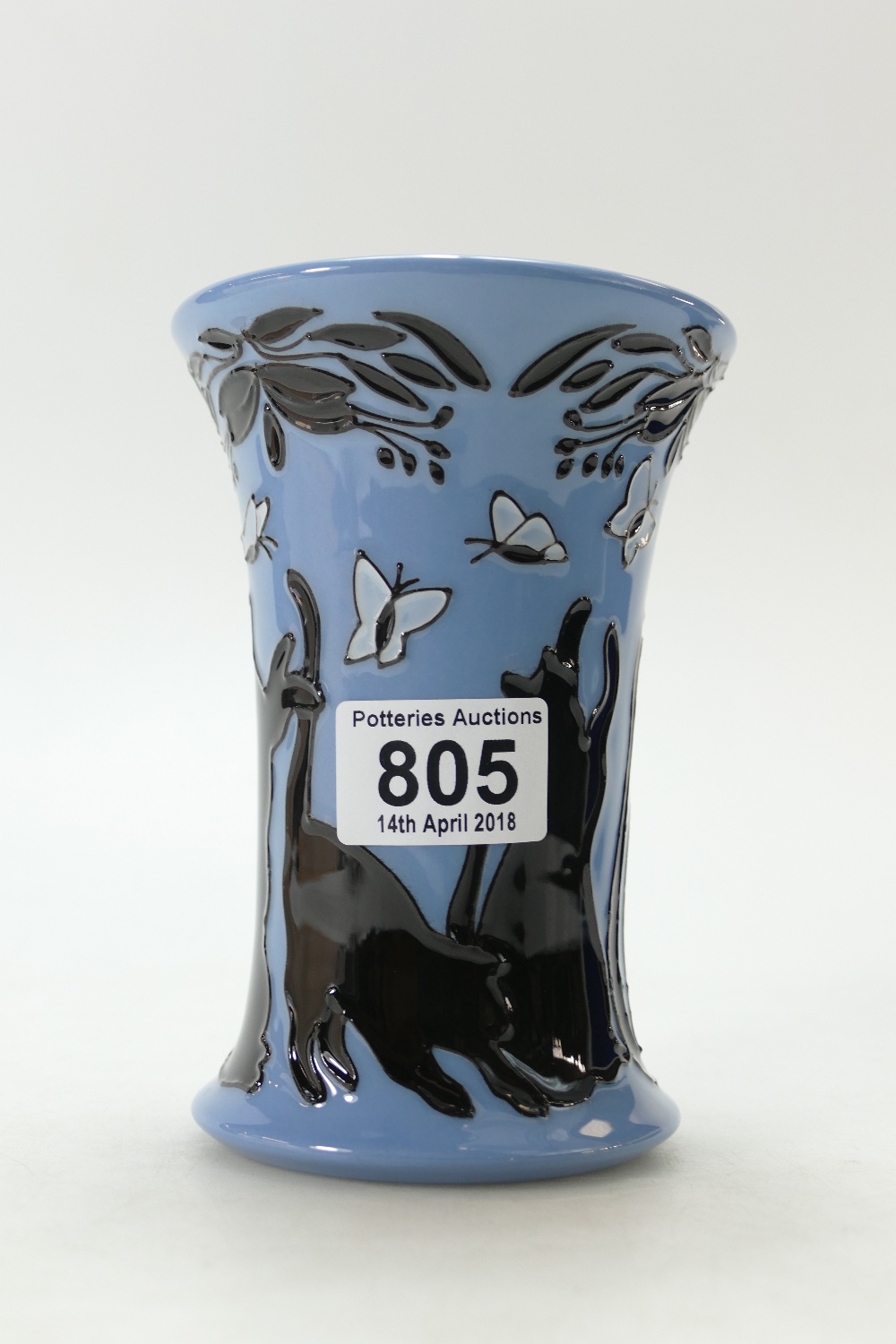 Moorcroft Lucky Black Cat vase. Numbred