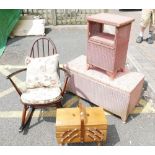 Pink Lloyd loom type Ottoman and bedside cabinet,