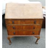 Walnut ball and claw 3 drawer bureau