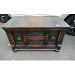 19th Century Oak ottoman with 4 carved front panels