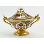 Royal Crown Derby two handled covered urn in the Old Imari 1128 design, height 13.