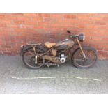 Peugeot 1950s 125cc motorcycle in good original unrestored condition with matching helmet