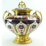 Royal Crown Derby Litherland two handled vase & cover decorated in the Old Imari 1128 design,