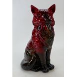 Royal Doulton large veined flambe model of seated cat,