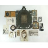 Tray containing large hand made metal photo frame,