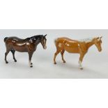 Beswick small palomino gloss mare 1991 and a similar model in brown gloss (2)