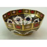 Royal Crown Derby LARGE octagonal BOWL- Imari pattern ref 1128 1st quality. 28cm wide x 8cm high.