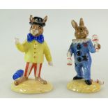 Royal Doulton Bunnykins figures Juggler DB164 and Joker DB171 both UKI Ceramics limited editions