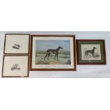 Group of 4 greyhound framed pictures & drawings - 2 prints depicting Mr McGrath,