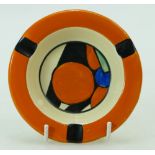Clarice Cliff Wilkinsons ashtray decorated in orange & black, diameter 11.