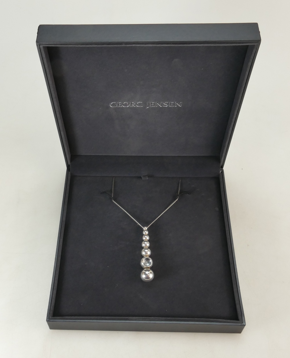 GEORG JENSEN 'CAVE' pendant and chain.17.2g. Chain length 50cm approx. Pendant drop 6.1cm.