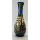 Moorcroft vase decorated in the Gol mountain design with zebra and cheetahs and mountain landscape,
