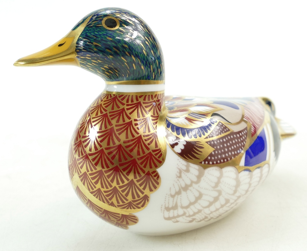 Royal Crown Derby paperweight Mallard Duck with gold stopper, - Image 4 of 4