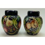 MOORCROFT pair of large GINGER JARS WITH LIDS (small chip to inside rim of one lid).