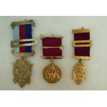 Two silver Masonic medals and another Masonic medal (3)
