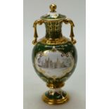 Royal Crown Derby Burghley House two handled vase & cover, height 20cm,