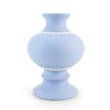 Wedgwood Jasperware studio type hand thrown trial vase in unusual squat form,