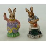 Royal Doulton Bunnykins figures Easter Surprise DB225 USA colourway and Master Potter DB131