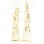 Two carved Japanese Ivory Okimono figures, early 20th century.