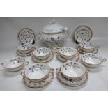 A quantity of Spode CAMPANULA dinnerware to include - a tureen with later undecorated but correct