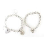 Two Silver bracelets and some separate charms,