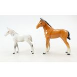 Beswick grey foal 1816 and rare light chestnut foal from the mare & foal tableau piece (2)