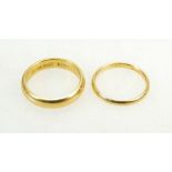 22ct Gold wedding ring, size M and another 22ct wedding ring, size K/L, 9.