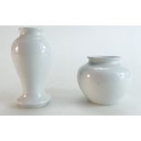 William Moorcroft small vase and squat vase undecorated in white glaze, tallest height 10.