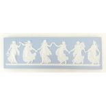 Wedgwood Jasper The Dancing Hours Plaque, finely ornamented rectangular plaque 23cm by 7.