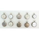 Ten gents silver pocket watches, no keys so sold as not working.