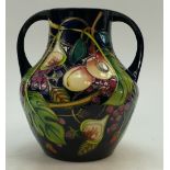 MOORCROFT large two handled VASE / URN, a second with single silver line. 26cm high.