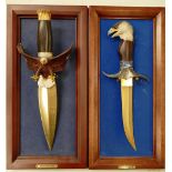 Wings of Glory and Eagle dagger by Franklin Mint both with wooden wall displays.