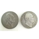 William IV Half-crowns x 2 - 1834 & 1836, both around FINE grade.