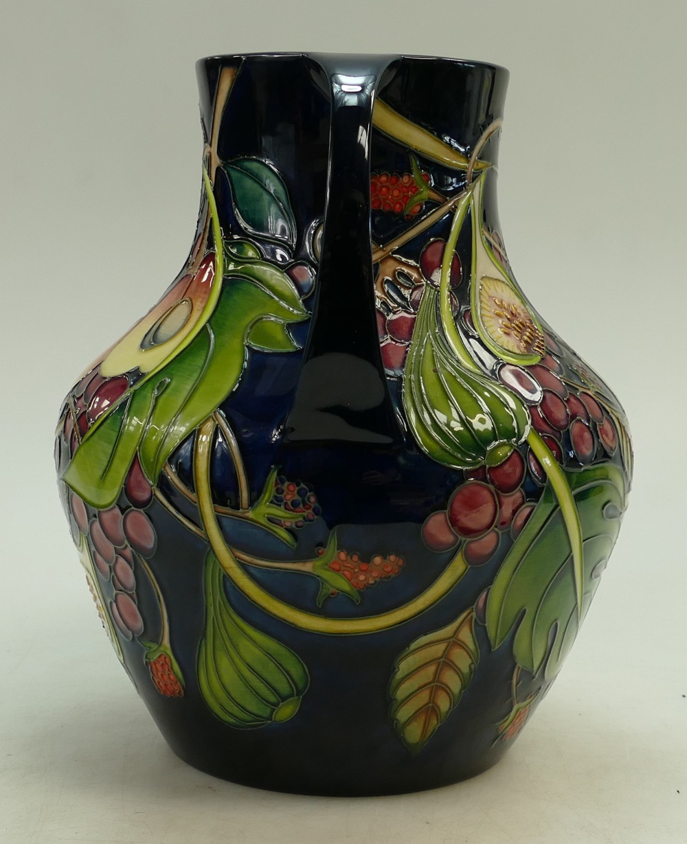 MOORCROFT large two handled VASE / URN, a second with single silver line. 26cm high. - Image 3 of 4