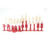 Bone / Ivory Indian CHESS SET, late 19th / early 20th century.