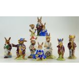 A collection of Royal Doulton Bunnykin figures Rocket Man DB20, Ice Cream DB82, Jogging DB22,