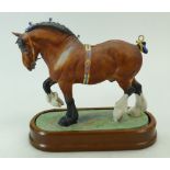 Royal Worcester model of a Shire Stallion by Doris Lindner on wood plinth,
