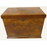 Edwardian large walnut fall front stationary cabinet - 42cm x 25cm x 31cm high.