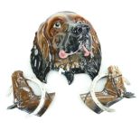 Beswick Horse Shoe Horses Head Plaques 806 and 807 together with large dog face wall mask 668 (3)