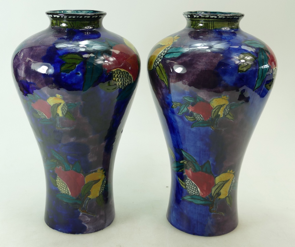 Pair S Hancock & sons large Ruben Ware vases in the pomegranate design by F Abrahams,