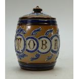 Royal Doulton Lambeth stoneware jar & cover decorated with the words Tobacco,