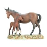 A Beswick model of matte brown Mare and Foal, No 953,