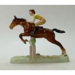 Beswick girl on jumping brown horse 939