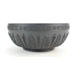 Wedgwood black basalt Acanthus leaf large bowl, fine quality, circa 1920's. 25cm diameter.