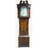 Oversized oak and mahogany cross banded Grandfather Clock with rolling moon face (Height 240cm )