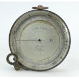 J Hicks London circular brass Altimeter & Barometer - 7652 - with adjustable bezel and magnifying