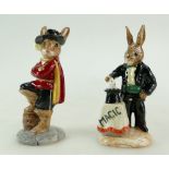 Royal Doulton Bunnykins figures Cavalier DB179 limited edition and Magician DB159 Sinclairs