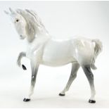 Beswick grey gloss horse with head tucked 1549 and a similar horse in grey matte (2)