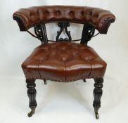 Victorian mahogany and leather arm chair