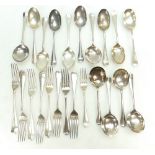 Silver rat tail flatware / cutlery x 18 pieces - Sheffield 1956 / 57 - 1108.